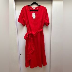 NWT Boden cheery cherry red linen/cotton midi dress